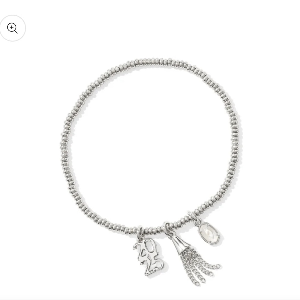 Silver Beaded Bracelet with Charms
